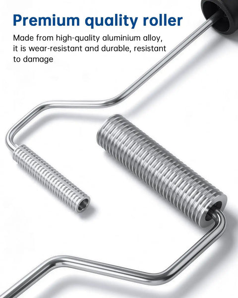 Close-up of Fiberglass Roller Tools Kit 4 Pcs Bubble Paddle Roller Set with durable aluminum handle and anti-slip grip detail.