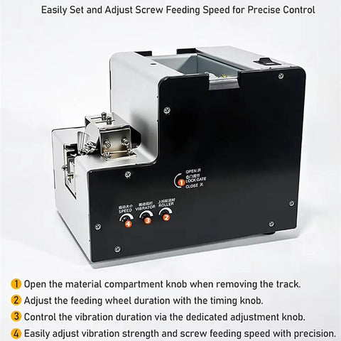 Auto Screw Feeder M1-M5 Precision Screw Dispenser For Industrial Electronics Assembly 2Pcs Per Second Fast Feeding Speed Universal Fit All Metal Anti Jam Hopper With Digital Count Screen Option Boost Efficiency