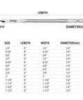 WORKPRO steel spade drill bit with SAE sizing shown in length, width and hex diameter diagram.