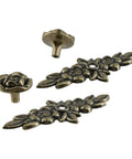 Floral Ivory Decorative Cabinet Knobs Set of 4 With Backplates for Dresser Vanity Nightstand Wardrobe Zinc Alloy Flower Drawer Pulls