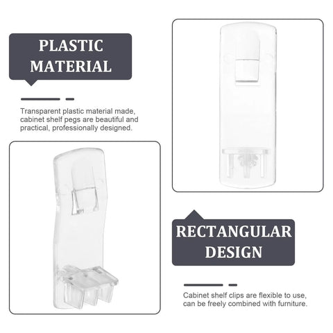 25 Pieces Plastic Shelf Support Pegs For Cabinets And Furniture Clear Rectangular Shelf Pins DIY Friendly And Easy To Install Durable Transparent Cabinet Pegs For Home Improvement showcasing plastic material and rectangular design