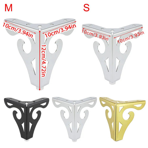 Iron Triangular Furniture Legs Replacement For Tables, Cabinets, Bookcases, Wardrobes, And Chairs, with size labels M and S