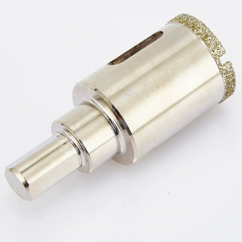Heavy Duty Top Notch 1 1/8 Inch Diamond Hole Saw Drill Bit With Precision Pilot Tip for drilling. Close-up view of tool.