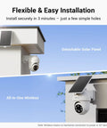 Wireless Outdoor Home Security System With Four Cameras No Monthly Fees Solar Powered Long Local Storage 365 Day Battery Life
