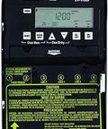 Two Circuit 30 Amp Electronic Time Switch For 120 To 277 VAC With NEMA 1 Enclosure Auto Daylight Saving Time Up To 28 Events. Gray enclosure with digital display.