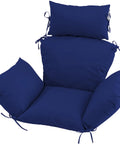 Outdoor Egg Chair Cushion With Eight Securing Straps Stays Secure Water Repellent And Fade Resistant Removable Cover Replacement Cushion For Most Single Hanging Swing Egg Chairs Navy, shown in navy blue with securing straps