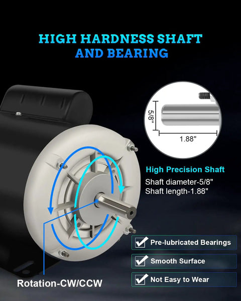 Half HP Electric Motor That Doubles as a Workhorse for Agricultural Compressors, Single Phase 115/230V, 5/8 Inch Shaft Diameter