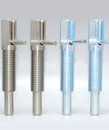 Heavy Duty Stainless Steel Retractable Indexing Plunger Pin With L Handle for Bullseye Workholding Jigs and Fixtures, multiple angles.