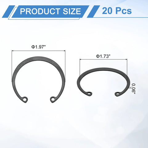 Heavy Duty 20 Pack 47Mm Internal Retaining Ring Circlips Forged From 65Mn Spring Steel Featuring Black Oxide Finish size dimensions illustration
