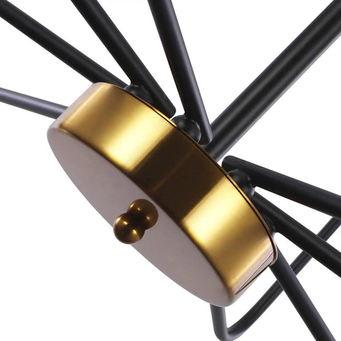 Close-up of 8 Light Farmhouse Chandelier With Dope Black And Gold Finish Modern Candle Pendant Lighting For Kitchen Island