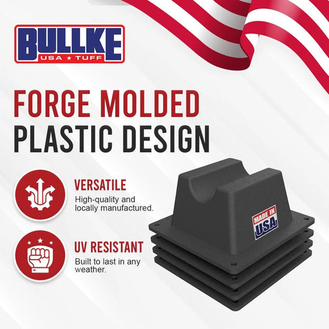 BullKE four-pack rooftop pipe support, black molded plastic, 6x6x3 in, UV resistant