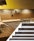 32 Inch Dimmable LED Under Cabinet Light With Linkable Design, shown installed in a kitchen, bronze finish with 18W 1350 lumens.