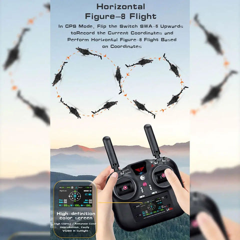 Remote control showing function for Indoor RC Copter For Adults With GPS 2.4GHz 9CH Flybarless Stability 6G And 3D Stunt Modes