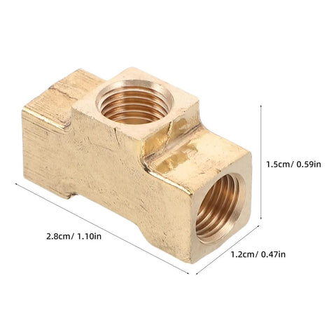 Brass Threaded Tee Fittings 4 Pack Works With Pneumatic Systems And Air Hoses Block Style Brass Pipe Tee Dimensions Shown