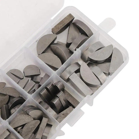 80 Piece Woodruff Key Set Stainless Steel Semicircular Keys With Storage Box Assorted Sizes For Hubs And Shafts Grab And Go Kit