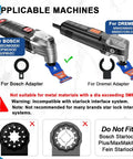 Image showing compatible machines for Heavy Duty Carbide Oscillating Multi Tool Blades Quick Release for Bosch and Dremel.