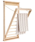 Wall Mounted Foldable Drying Rack With Sturdy Wood Rod, Space Saving Laundry Clothes Hanger For Bathroom Or Mudroom, No Sweat Home Organization Game Changer You Will Love - wooden rack with towels