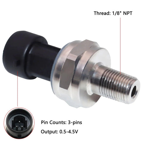 0-100 Psi Oil Pressure Sensor Transmitter With One Eighth Inch NPT Thread 316 Stainless Steel Body 0.5-4.5V Output