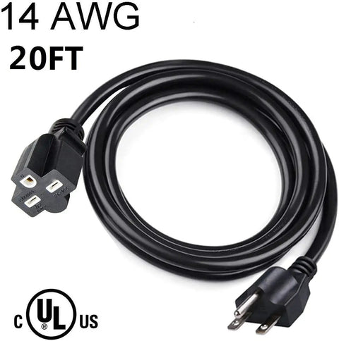 Heavy Duty 20 Foot NEMA 6-15P 6-15R Power Extension Cord 240V For Air Conditioners LED Grow Lights Digital Ballasts 14 AWG