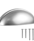 Cup Drawer Pulls 3 Inch Silver Cabinet Hardware 10 Pack For Cabinets And Drawers Premium Metal Cup Pulls shown with screws