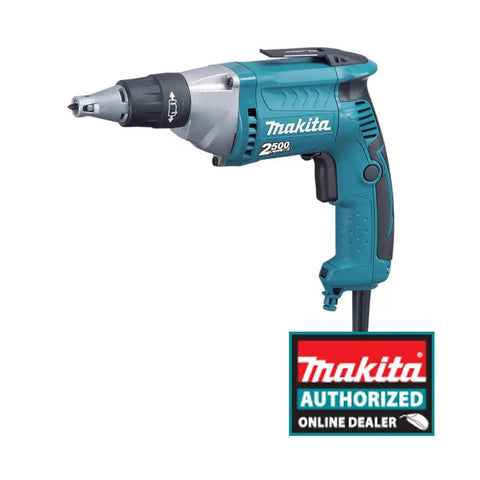 FS2200 2500 RPM Drywall Screwdriver With Lightweight 3.5 lb Design, 6.0 Amp Motor in teal shown with dealer sign