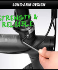 Person using 27 Piece Long Arm Allen Wrench Set With Ball End Hex Keys on bike frame, emphasizing strength and reliability.
