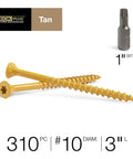 3 Inch Epoxy Coated Exterior Wood And Fence Screws With Torx Star Drive Coarse Thread Built Tough For Outdoor Decking Use Tan