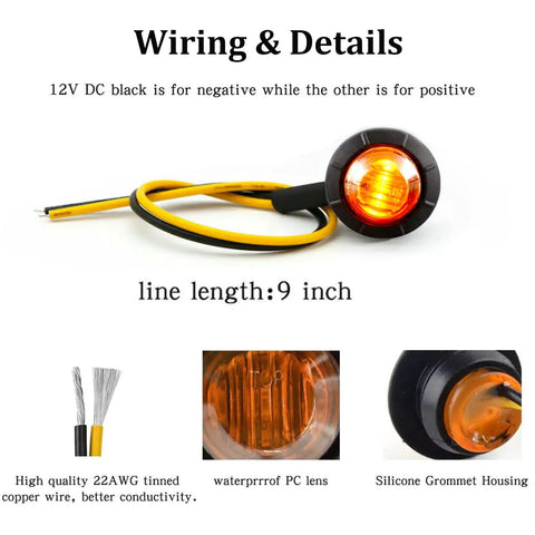 Round Three Quarter Inch LED Clearance Light Go To Universal 12V Front Rear Side Marker Wiring Details with Silicone Grommet