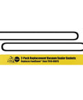 Front view of two black foam vacuum sealer gaskets for FoodSaver with yellow replacement packaging