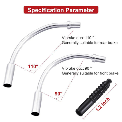 V Type Bike Brake Noodles Set With 3 Front 90 Degree Noodles And 3 Rear 110 Degree Noodles Plus 6 Rubber Boots Cable Guide Tubes