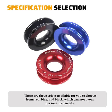 Heavy Duty Aluminum Winch Snatch Block Recovery Ring for ATV UTV SUV Trucks, Universal Towing Ring and Pulley System Accessory, Durable Aluminum Alloy, Built Tough for Real Off Road Recoveries, Red, 3 color options
