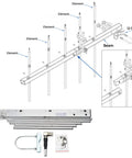 Diagram and components of Beefy Outdoor Yagi Antenna For UHF Ham Radio 400 To 470 MHz With 9 dBi High Gain SL16 Female Connector