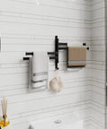Swivel Wall Mounted Towel Rack With Four Rotating Arms Black Rustproof Towel Bar For Bathroom 180 Degree Rotation Thirteen Inch Towel Holder Space Saver