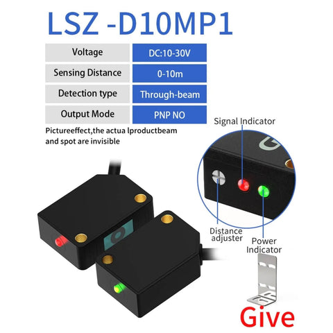 Pro Grade Laser Photoelectric Sensor Infrared Through Beam Switch 12 To 24V DC NPN PNP 10M Sensing Range Square Photocell