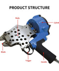 Beefy Pneumatic Bolt Cutter For 5mm To 6mm Wire showing structure with body, cylinder, blade, trigger, and handle