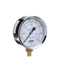Four Inch Dial Dry Pressure Gauge With Brass Internals And Steel Case Dual Scale Psi And KPa From Zero To One Hundred Sixty Psi