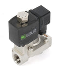 Beefed Up Stainless Steel Solenoid Valve Half Inch With 110 Or 120 Volt AC Normally Open Pilot Operated 4-232 PSI Viton Seal