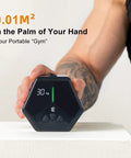 Portable Cable Strength Trainer With Three Resistance Modes And Fan Cooled Power Pump For Home Or Travel Workouts features adjustable weight settings displayed on LCD.