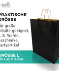 Bulk Black Kraft Carrier Bags With Reinforced Cotton Handles Recyclable Eco Friendly Gift Shopping Bags For Weekend Vibes And Errand Running set size L 32x42x15cm.