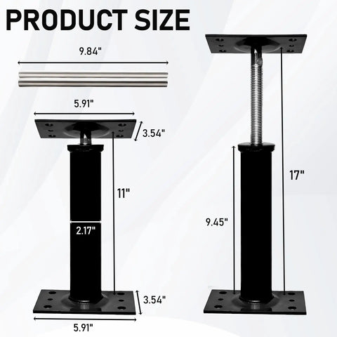 Diagram showing dimensions of Adjustable Jack Posts For Leveling 11 To 16 Inches, Built To Tackle Sagging Floors, 2 Pack