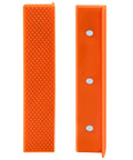 Six Inch Magnetic Vise Jaw Covers With Rock Solid Waffle Grip And Powerful Embedded Magnets For No Slip Clamping in orange color.