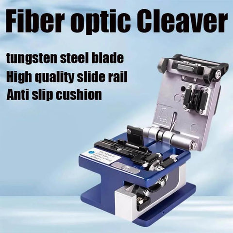 Pro Grade 3 In One Fiber Optic Tool Kit With Cold Welding Cleaver Three Port Stripper And FTTH Pliers in blue and silver