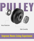 Pulley components for Oil Rubbed Bronze Sliding Barn Door Hardware Kit With Five And A Half Foot Track And J Shape Rollers Brushed Antique Bronze Finish Classic Industrial Style With Hand Finished Edges For Elegant Interior Decoration And Smooth Operation.