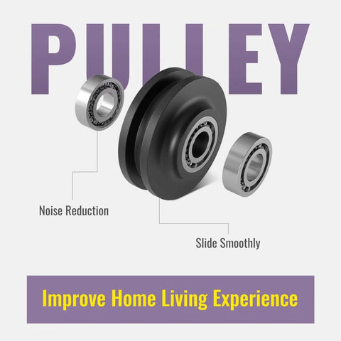 Pulley components for Oil Rubbed Bronze Sliding Barn Door Hardware Kit With Five And A Half Foot Track And J Shape Rollers Brushed Antique Bronze Finish Classic Industrial Style With Hand Finished Edges For Elegant Interior Decoration And Smooth Operation.