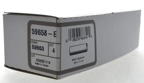 Steel Spacers Three Quarters Inch by One Inch by Two Inch Gray 4 Pack Seamless Mounting Spacers for Circuit Boards Panels and Doors Easy Install Strong Hold Set Up Like A Pro, box labeled 8/4 x 1 x 2