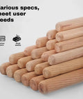 Five Size Hardwood Wood Dowels Set M5 M6 M8 M10 M12 Beveled Ends Fluted Pins For Woodworking Crafts And Furniture DIY Projects 100 Pcs M6x40 Image of various hardwood dowels with stacked edges for woodworking.