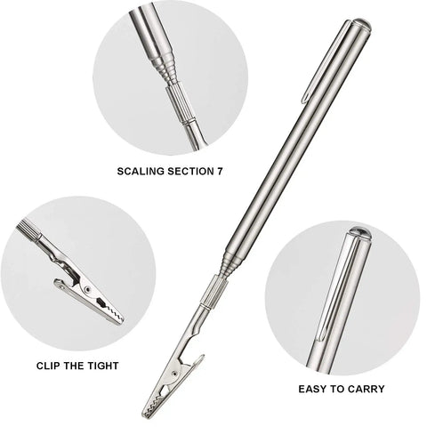 Set Of 2 Extendable Telescoping Clip Roach Clips For Joints And Jewelry Heavy Duty Steel Wire Clamp with close-up and extended views.