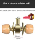 Sturdy Dope Wood And Metal Internal Door Lock Set With Round Ball Knobs, 35-50mm thickness, for Bedroom, Living Room, Bathroom