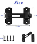 2 Pack Sliding Barn Door Lock Hardware Carbon Steel With Matte Black Finish dimensions and components shown