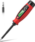 2-In-1 Voltage Tester Screwdriver With Non Contact Detector Pen, 3-500V AC Range, LCD Display, Live Wire Finder, Magnetic Slotted Tip, Continuity Test For Outlets And Circuits, Great For DIY Electricians red handle
